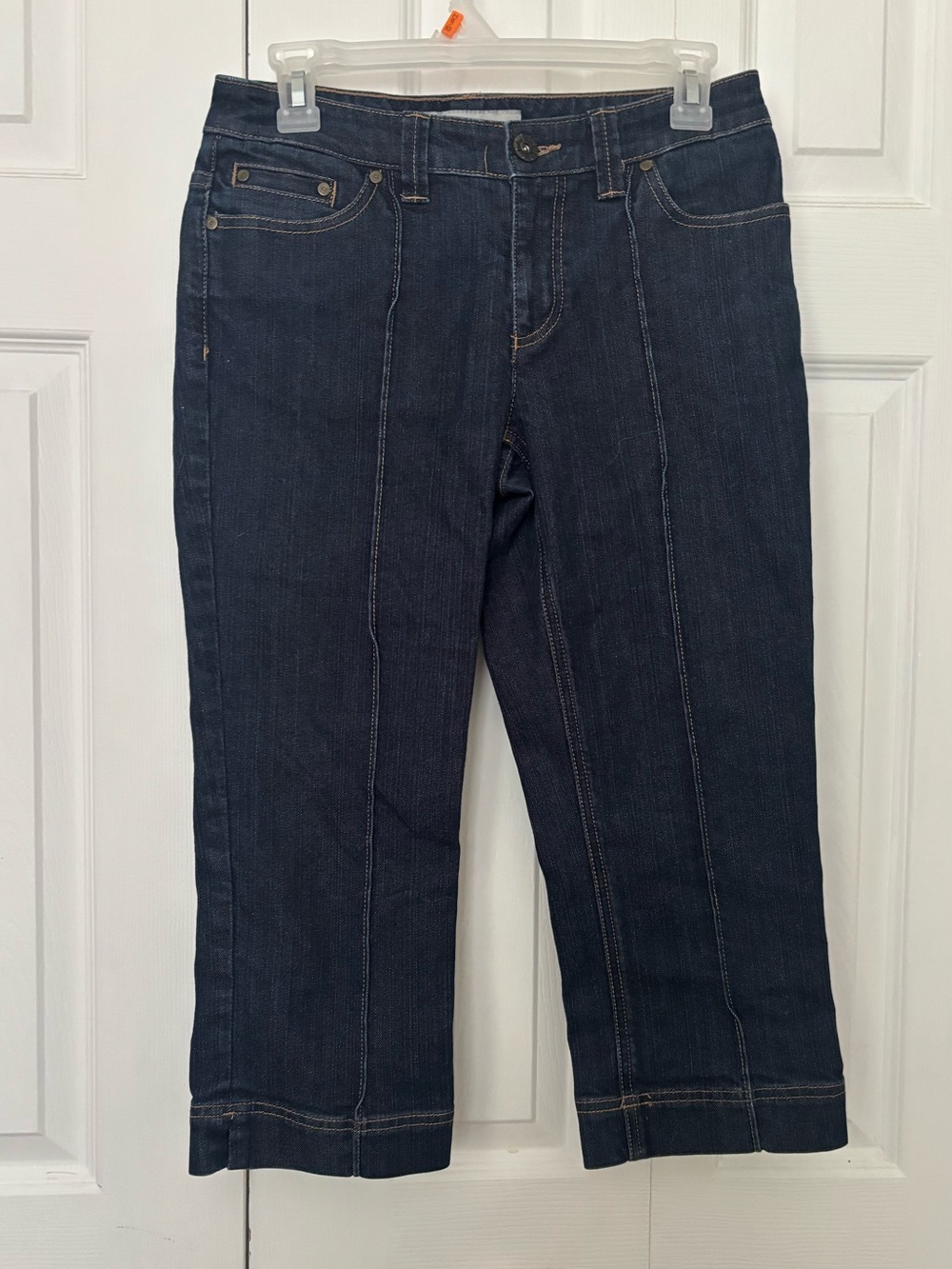 Chico's Dark Indigo Cropped Jeans with Front Seams